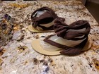 PAZZO "Zara BF" BROWN COTTON FABRIC Wrap-Up THONG OPEN TOE  SANDALS-Sz. 11M — photo 5