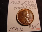 1933 Lincoln Cent  GEM R/B