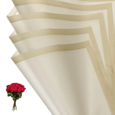 20 Feuilles papier fleurs bord doré imperméable emballage bouquet enveloppe or - Photo 1/4