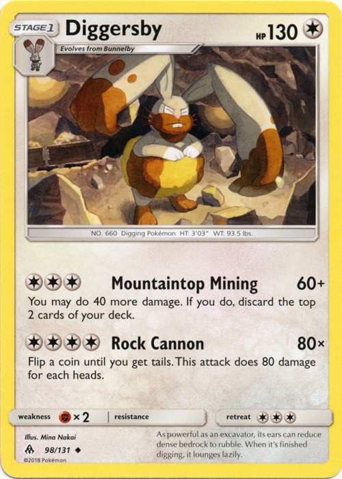 Diggersby - 98/131 - Uncommon (Mp) Forbidden Light - Colorless Pokémon