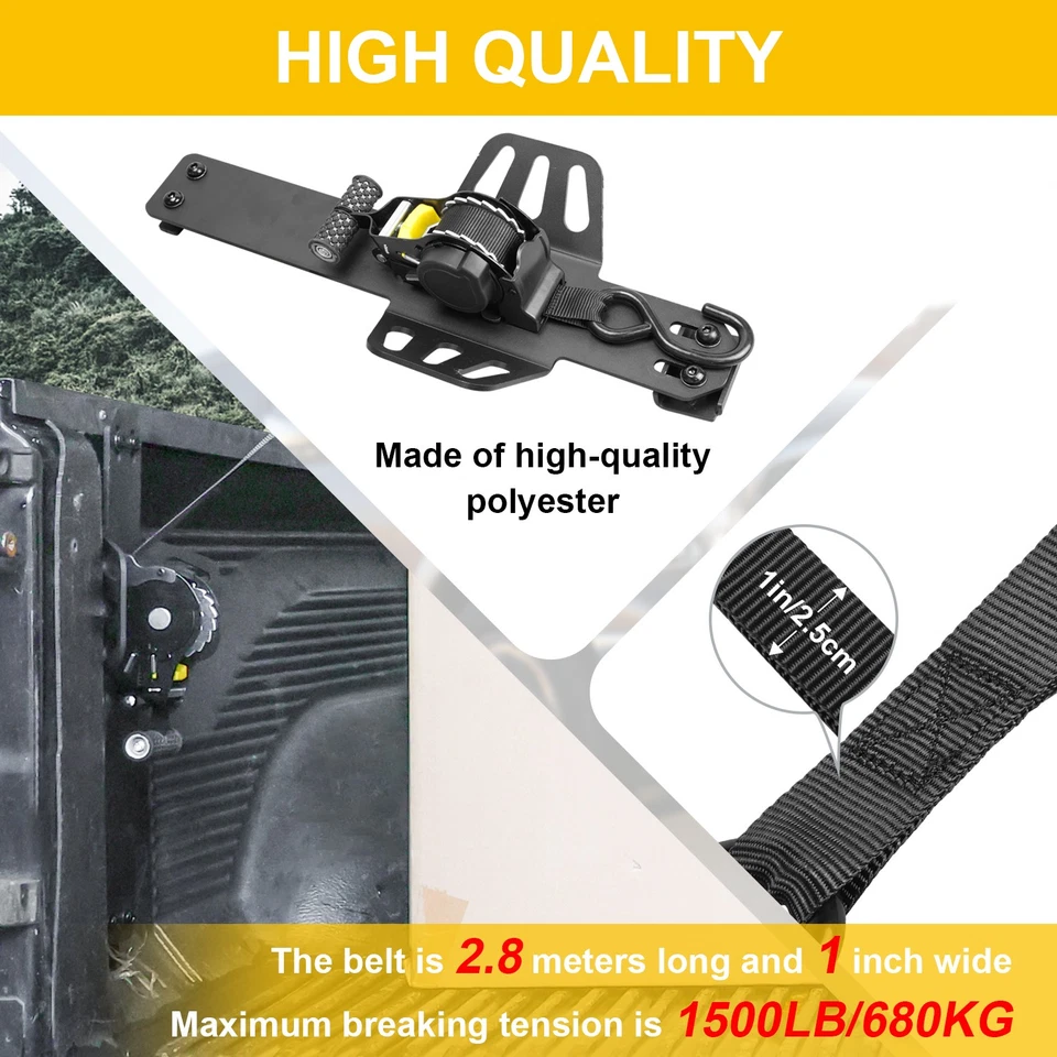 for 2009-2018 Dodge Ram 1500 Retractable Tie Down Straps Ratchet Securing Strap - Image 4 of 4