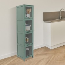 4 Tiers Cabinet with Door, Small Narrow Organizer Cabinet, Floor Corner Cabinet