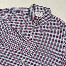 Charles Tyrwhitt Shirt Mens 17/35 Blue Purple Plaid Long Sleeve Button Down