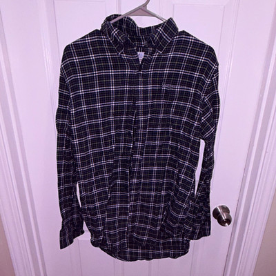 Croft & Barrow Men's Button-Up Shirt Size M Cotton Flannel Blue Green Plaid