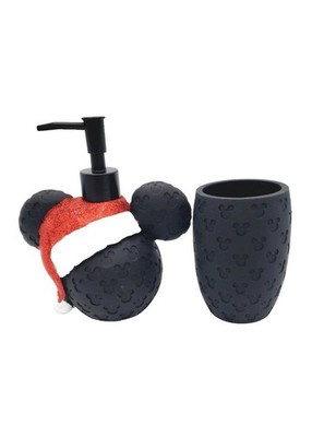 Disney Santa Mickey Mouse Schwarz Symbol Urlaub Keramik Seifenspender & Tasse Neu