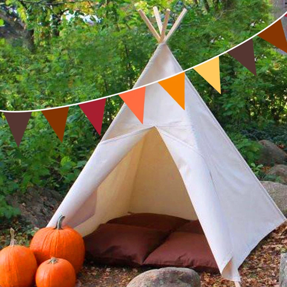 Bandera de otoño de 32 pies 36 piezas tela triángulo banderas guirnalda banderín decoración de Acción de Gracias Foto 4 de 4