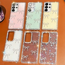 Case for Samsung S25 S24 A17 A07 A16 A35 Bling Glitter Bow Back Case Phone Cover