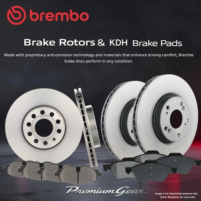 Front+Rear Brembo UV Coated Disc Rotors+KDH Brake Pads for Hyundai i30 GD 11-17