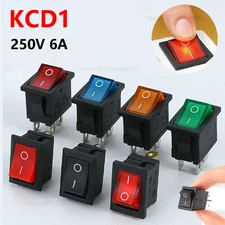 KCD1 2/3 Position Rectangular Rocker Switch 2/3/4/6 Pin 250V 6A Latching ON OFF