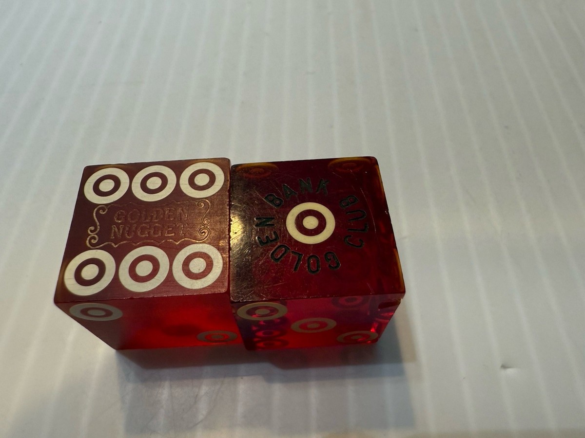 【Vintage】GOLDEN NUGGET CASINO RED Vintage Golden Nugget Las Vegas Casino Played Dice Red Pair