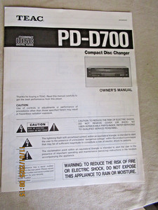 TEAK PD-D700 Compact Disc Changer owner's manual