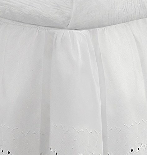 Ideas Ruffled Eyelet Bed Skirt Dust Ruffle with Gathered Styling and Embroide... - Picture 9 of 9