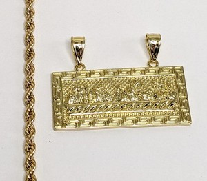Authentic Last Supper Jesus Gold Plated 4mm Chain Necklace Oro Ultima Cena Dije Cadena