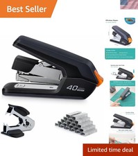 Ergonomic Heavy Duty Stapler - Effortless One Finger Operation, Black, 40 Sheets
