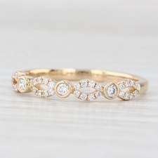 New 0.16ctw Diamond Wedding Band 14k Yellow Gold Stackable Anniversary Ring 6.5