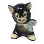 Vintage Shawnee Pottery Black & White Cat With Blue Bow Small Planter