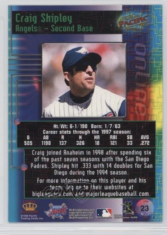 1998 Pacific Online Craig Shipley #23 - Image 2 of 2