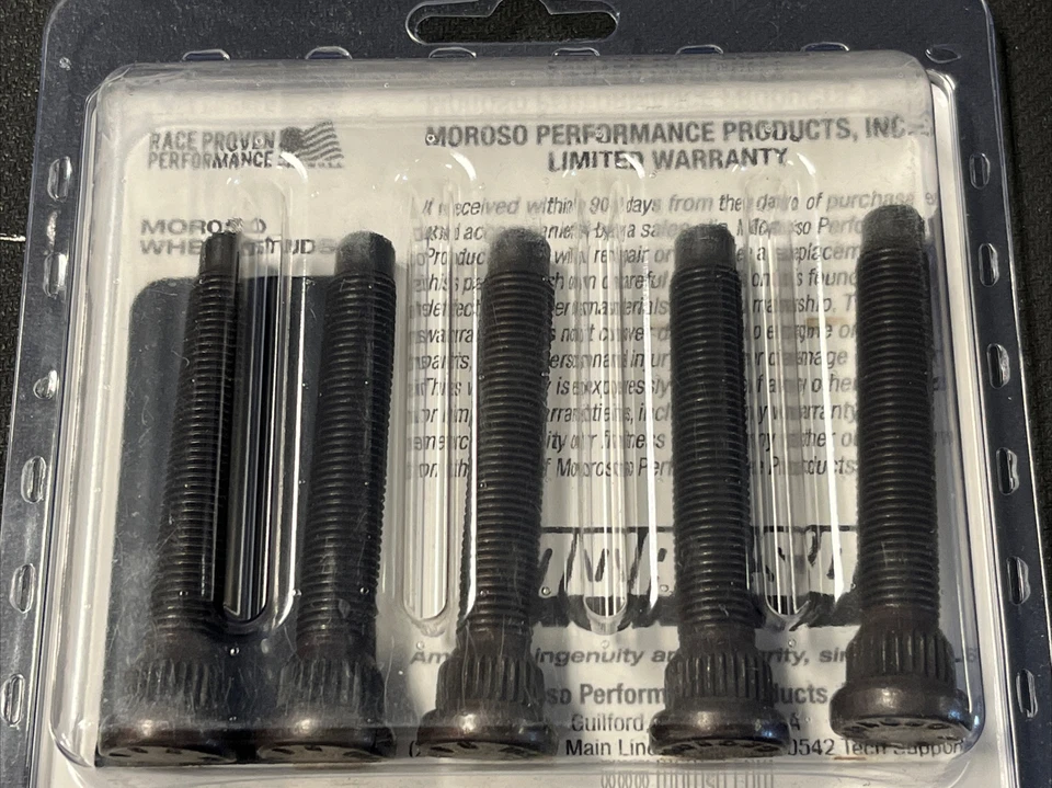 Колесные шпильки Moroso #46160 7/16 дюйма - 20 2-7/8 дюйма длина 0,560 накатки удлиненный дисковый тормоз GM - Изображение 4 из 4