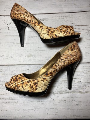 Nine West Danee Alligator Print Peep Toe Platform Heels Size 9.5 | eBay