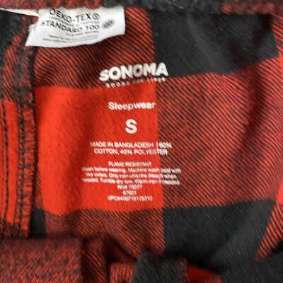 SONOMA Pajama Pants Buffalo check Plaid Flannel Red/Black sz S | eBay