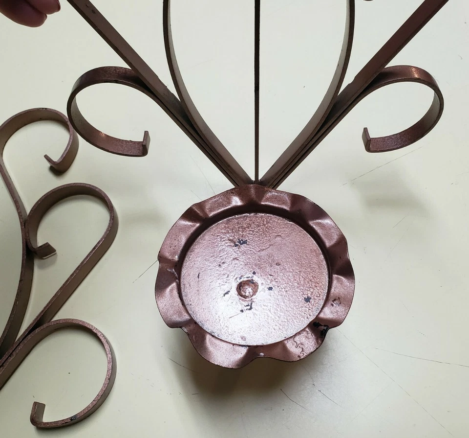 2pc Decorative 12" Gold Color Metal Hanging Pillar Candle Holders Heavy - Image 3 of 4