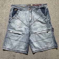 Vintage Akademiks Jorts Mens 42 Blue Baggy Embroidered Hip Hop Grunge Skater Y2K
