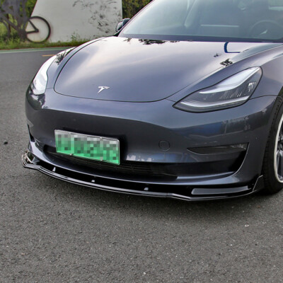 Fits 2017-2020 Tesla Model 3 Sedan 3PC Glossy Black Front Bumper Spoiler Lip Fits 2017-2020 Tesla Model 3 Sedan 3PC Glossy Black Front Bumper Spoiler Lip