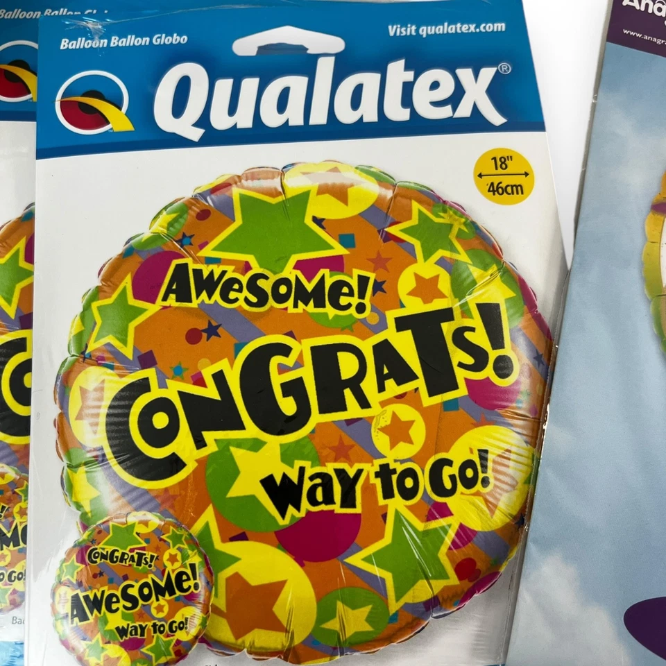 7 件套复古 Qualatex Anagram 18 英寸气球 Globo 恭喜大会 — 第 4/4 张图片