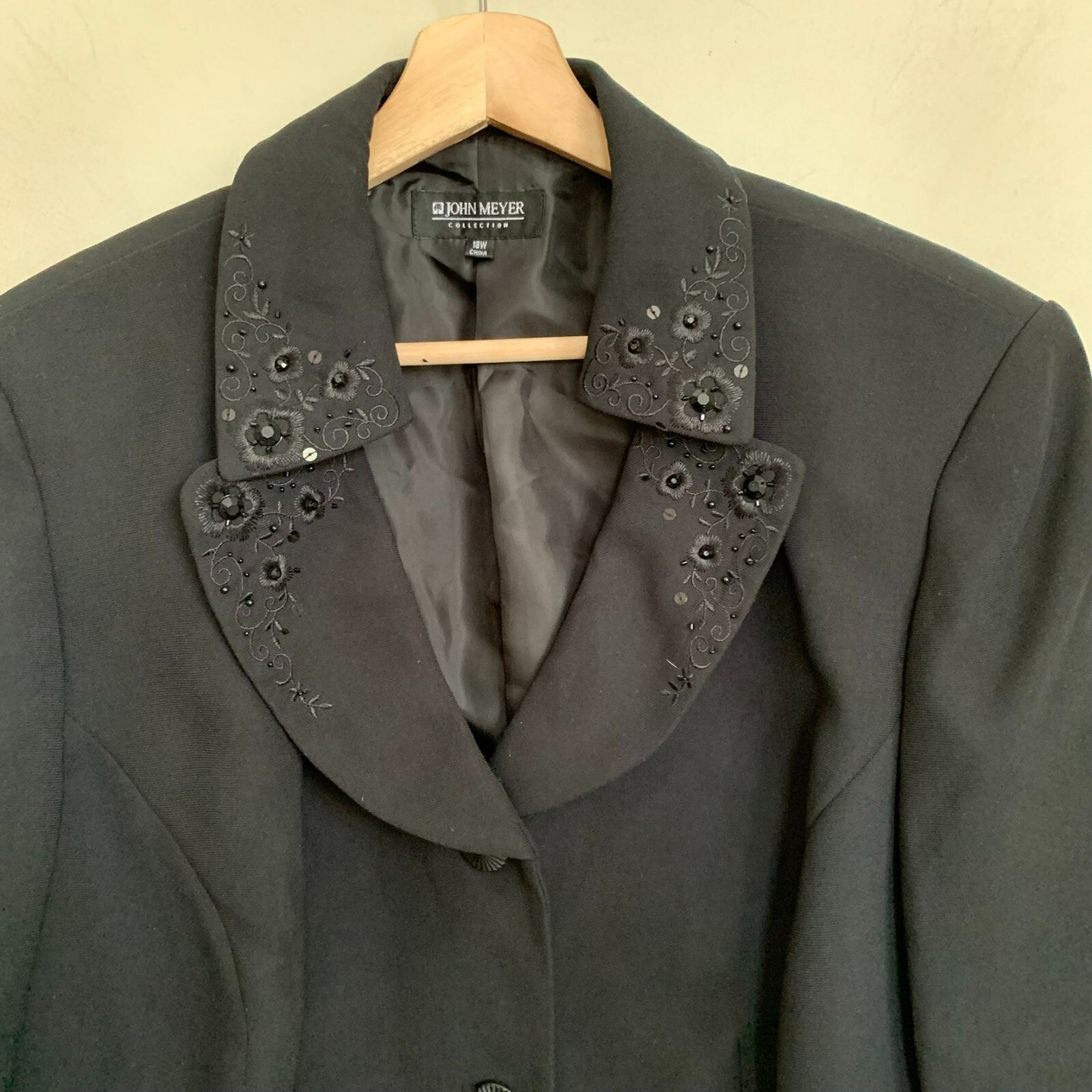 John Meyer Collection Jacket Black Embroidered Be… - image 4