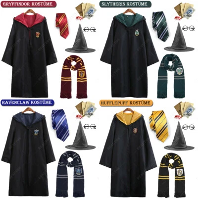 Harry Potter Hogwarts Gryffindor Slytherin Kostüm Robe Krawatte Schal Zauberstab