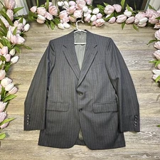 Vintage AMERICAN CRAFTSMAN Blazer Jacket Size 38-39R Gray Suit Made In USA Union