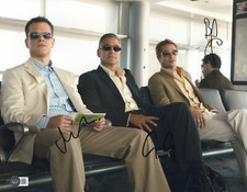 Matt Damon George Clooney Brad Pitt Signed Auto Ocean's 11 11x14 Photo Beckett