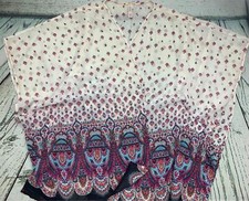 Bohemian Floral Printed Kimono Womens Size Small White Purple Xhilaration