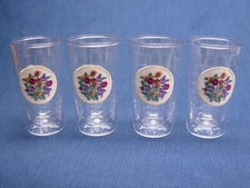 4 Matching Tervis Tumblers Flowers Pansies 16 oz Hot Cold Made in USA DW Safe