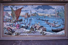 Fine Tabrizi picture Venice Italy Persian carpet Oriental carpet 2.00 x 1.05