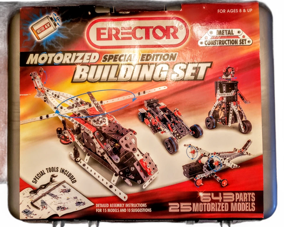 Erector 643 Piece 25 Motorized Models Special Edition Rare 2003 Sealed New - Image 2 of 4
