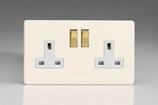 Varilight Screwless Primed White With Brass Light Switches & Sockets Range