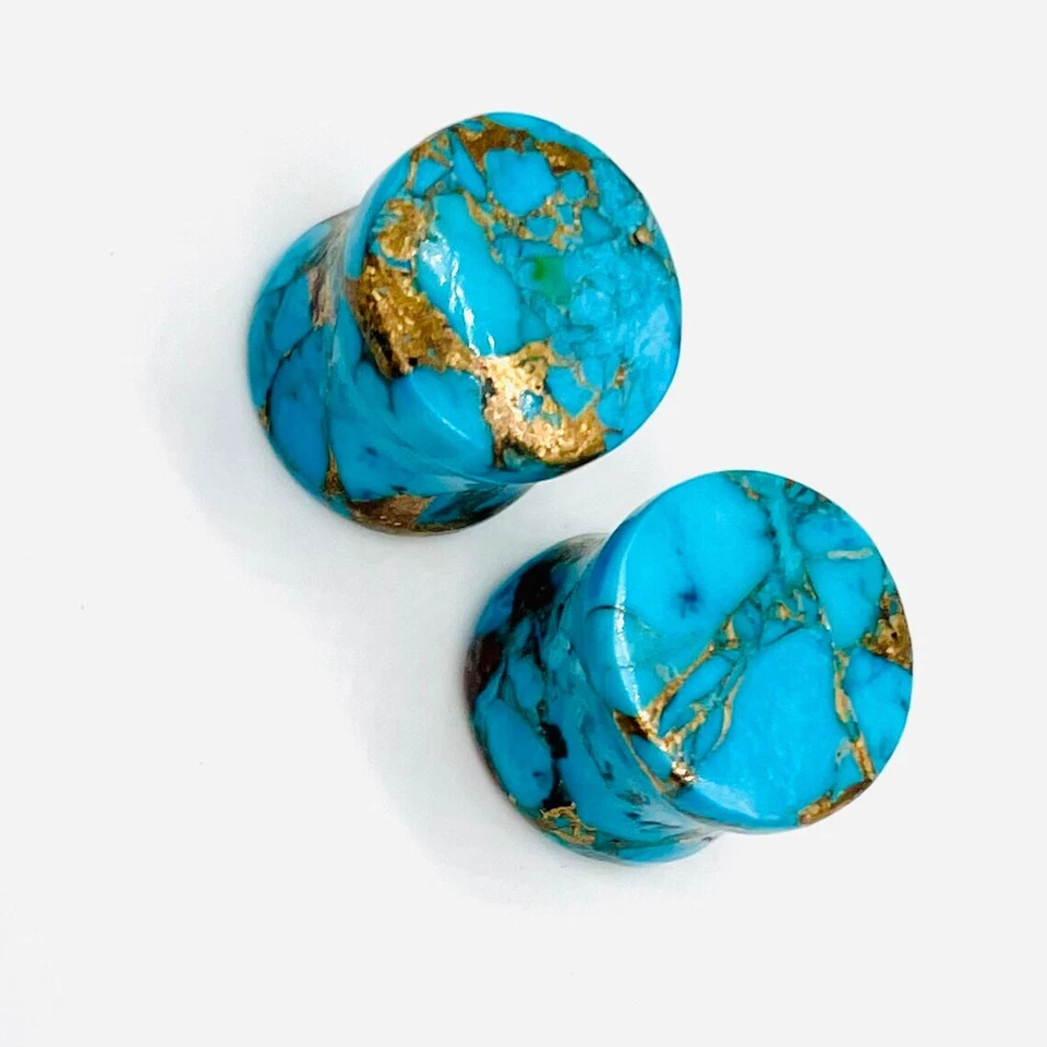 Naga Body Piercing Jewelry Natural American Blue Copper Turquoise Stone Ear Plug - Image 4 of 4