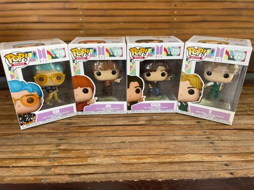 Funko POP Rocks: BTS Dynamite - RM, JIN, SUGA, V w/ FREE KPOP Card Book K-POP