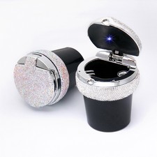 Bling Car Ashtray Rhinestones Cigarette Smokeless Cup Holder Fireproof Random