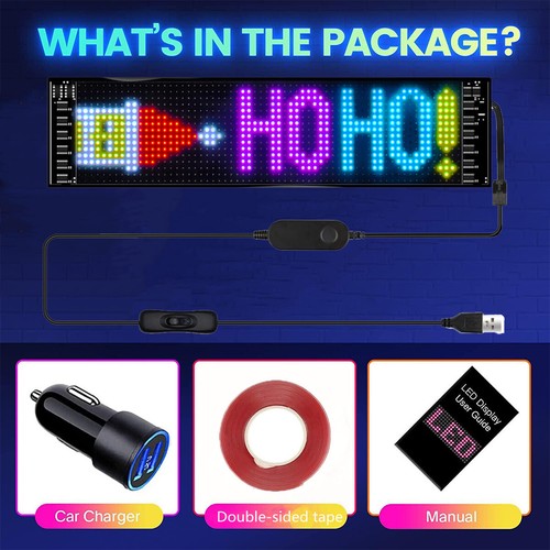 USB Coche Luz Trasera Ventana Pantalla LED Color APP Control Imagen Palabras - Imagen 9 de 16