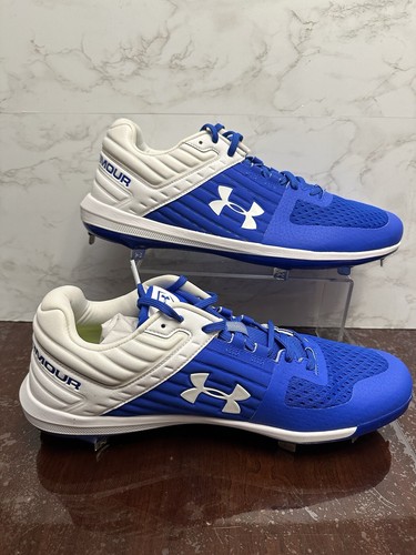 Under Armour Men's Baseball Cleats Size 14 Royal Blue White Low NWOB - Picture 2 of 8
