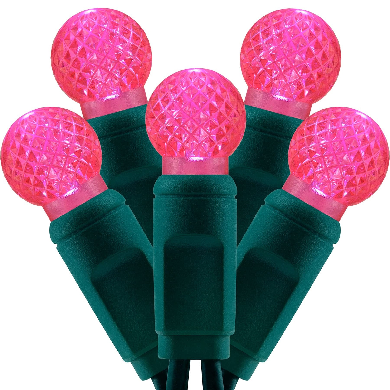 YULETIME Pink OnePiece G12 LED Christmas Lights, Total 48 Feet 140