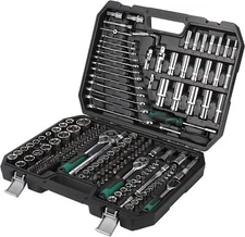 216pcs Mechanics Tool Set ，SAE & Metric 1/2" 1/4" 3/8" Drive Socket Wrenches Kit