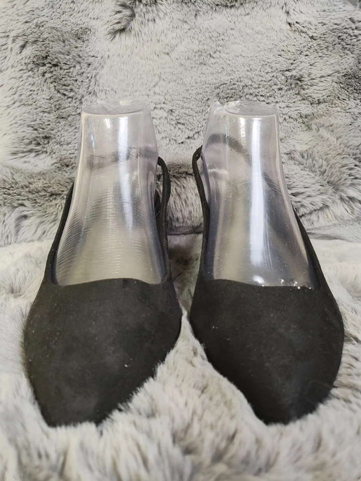 Asos женщин каблуки 7 черная замша поскользнуться на остроконечный носок насос комфорт блок каблук туфли - Изображение 2 из 4