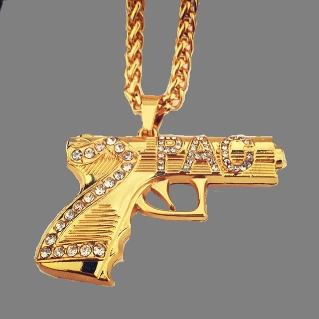 Tupac Pendant Gold Chain Jewellery Iced Gangster Rapper Shiny Shine Bling  trap | eBay