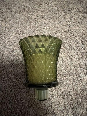 Home Interior Vintage Avocado Green Diamond Point Peg Votive Cup 3 1/2  X 2 7/8 