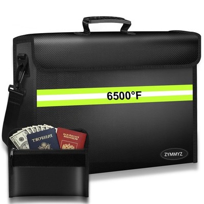 Fireproof Document Bag with Removable Folder Layers/Money Bag,6500°F Fire Pro...