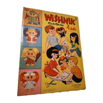 Vintage 1956 Wishnik 2 Troll PAPER DOLLS Whitman Uneeda partial cut toy big eyes