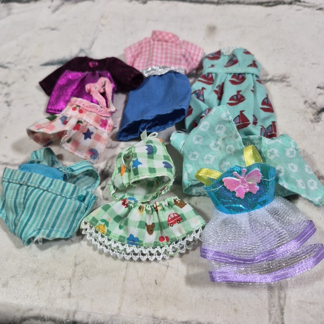 Vintage Mini Doll Clothes Lot Assorted Dresses Tops Fits Chelsea Scale Dolls 